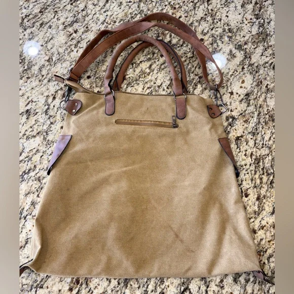 Paris Airport Canvas Tote Bag|French Graphic Travel Bag|leather trim - Picture 3 of 12